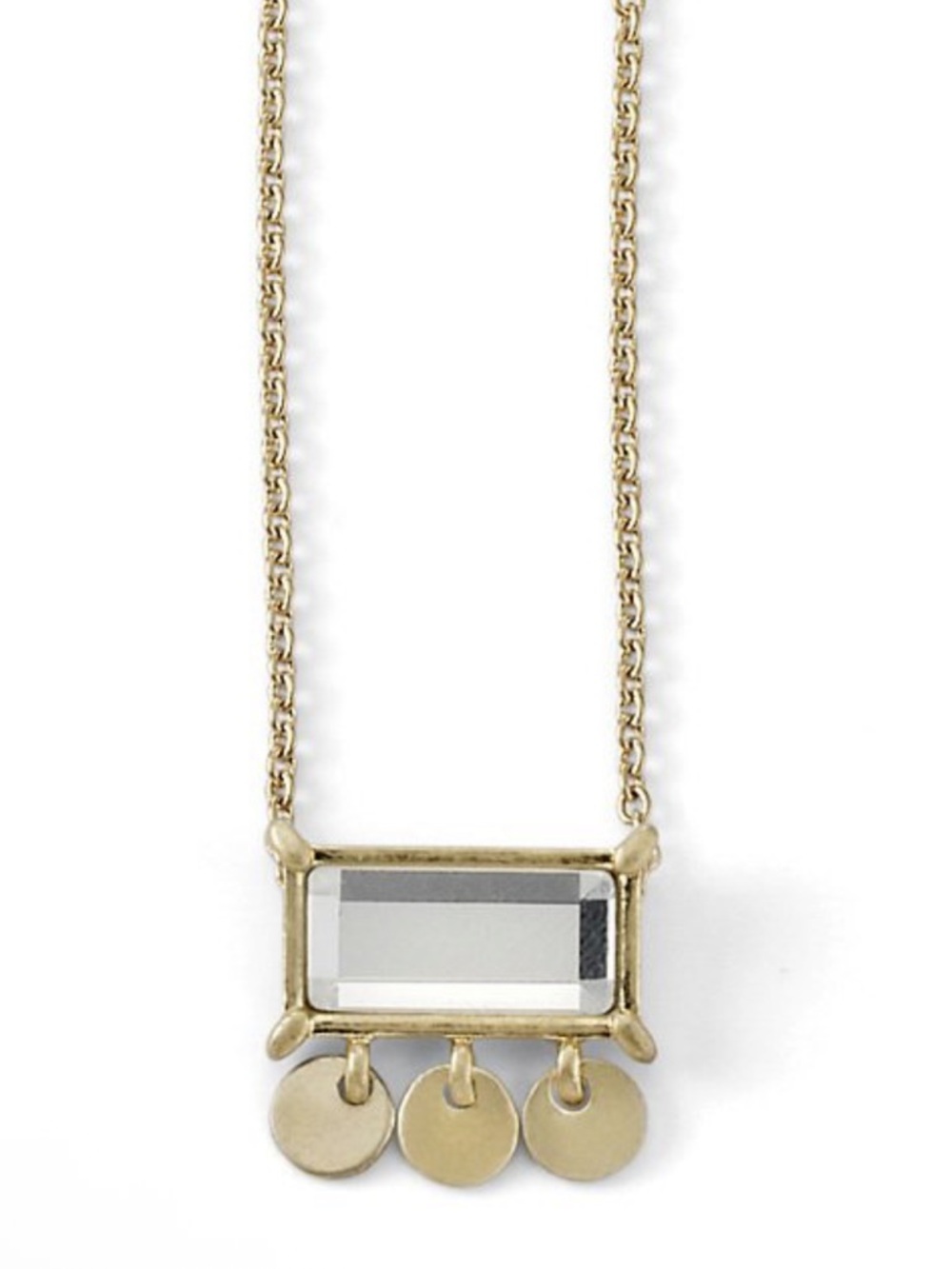 Lia Sophia "Creme Brûlée" matte gold necklace w/clear crystal pendant design NWT